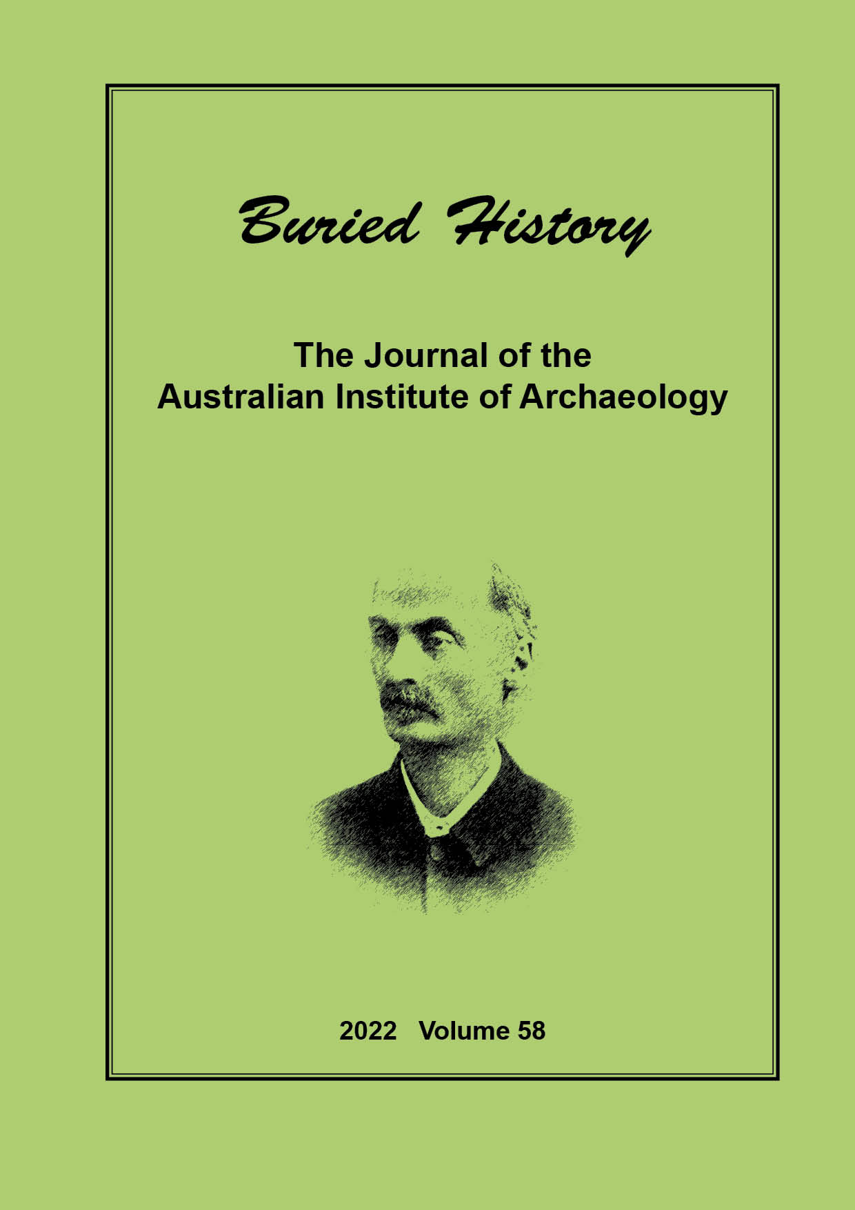 Cover image of Buried History vol. 58 (2022), depicting unnamed older man with moustache